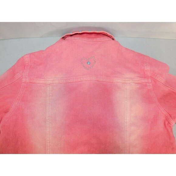 DIANE GILMAN pink jean jacket with bedazzled bling stones, woman's size XS - Picture 7 of 7